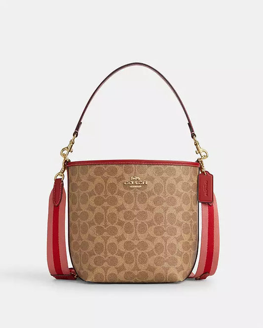 Coach Bolso Satchel con Detalles Dorados
