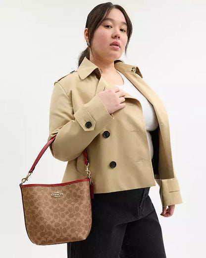 Coach Bolso Satchel con Detalles Dorados